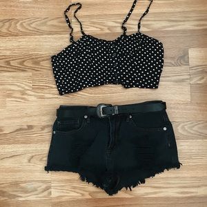 Polka-dotted cropped top/bra-let